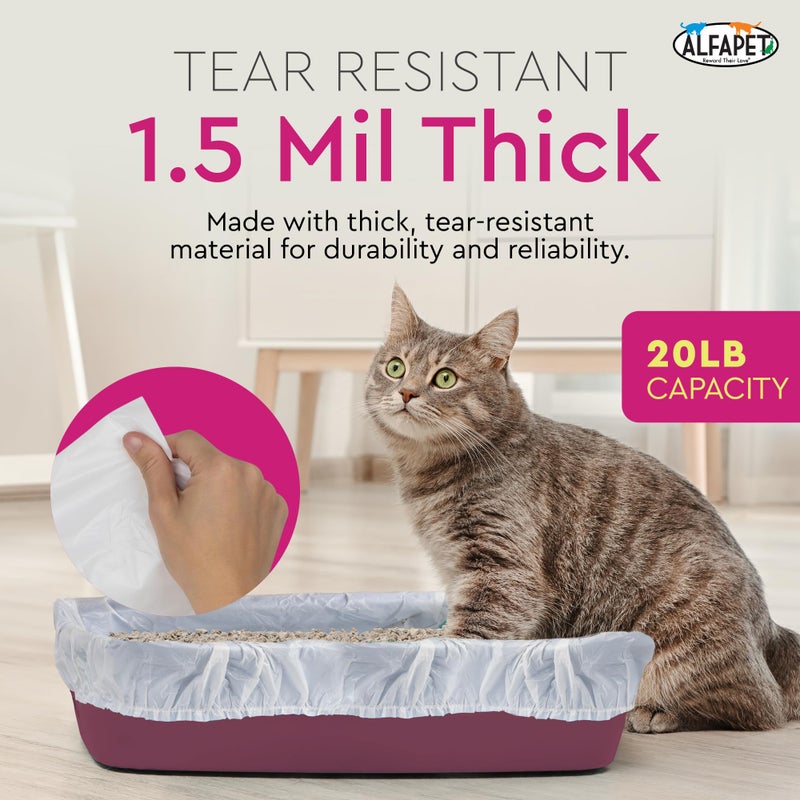 Alfapet Elastic Cat Litter Box Liners - Extra Giant 30 Count - Tear-Resistant Cat Litter Bags - Waterproof Kitty Litter Liners - Fits Litter box Pan Sizes XL, Giant, X-Giant, 37" x 18", 20 lb Capacity - Image 4